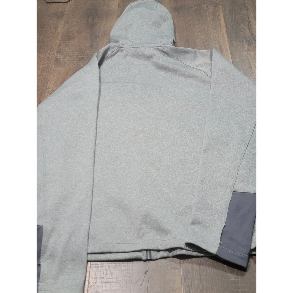 The North Face Mens XL Heather Grey Full Zip Hooded Fleece Jacket Thumbholes